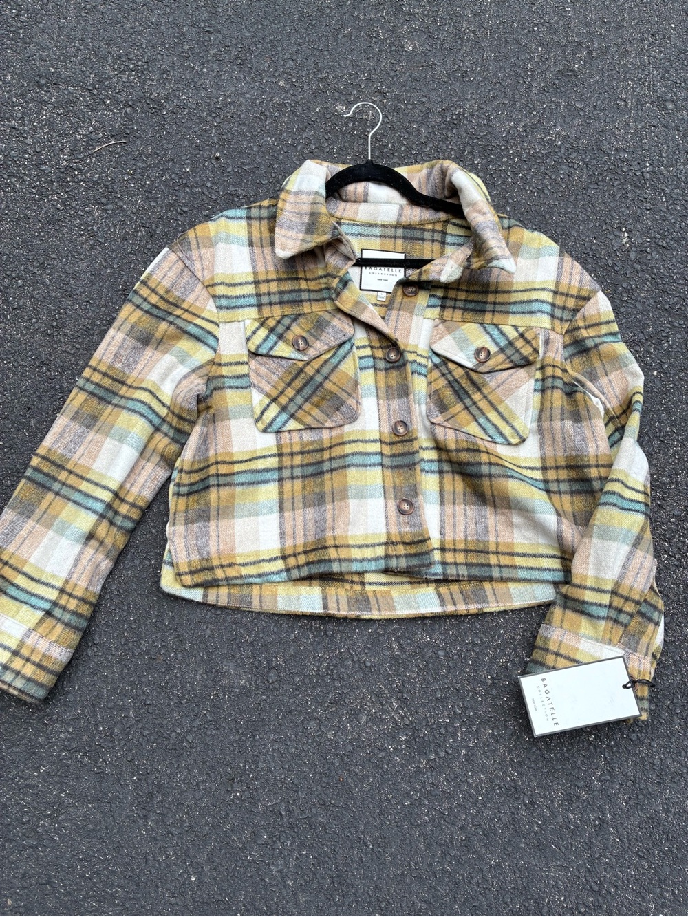 bagatelle Yellow Multi Plaid Cropped Jacket